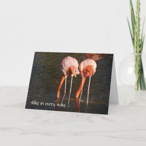 Happy Birthday Twins_Pink Flamingos Card