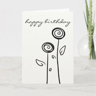 Black And White Flower Drawing Cards Zazzle