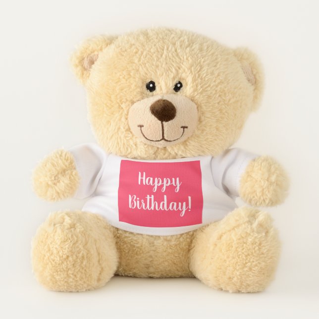 Happy Birthday Typography Birthday Teddy Bear (Front)