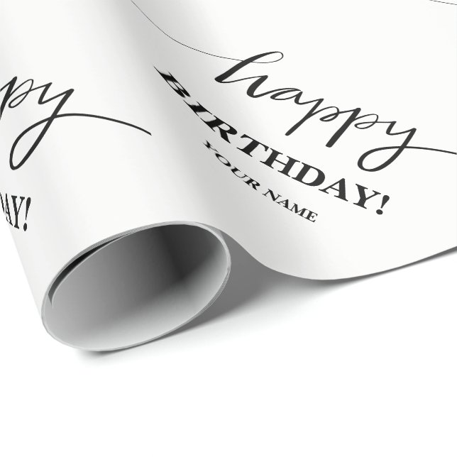 Happy Birthday typography custom wrapping paper (Roll Corner)