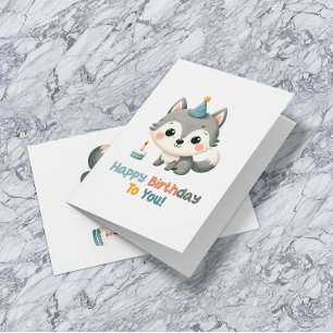 Happy Birthday Typography Cute Birthday Fox Announcement