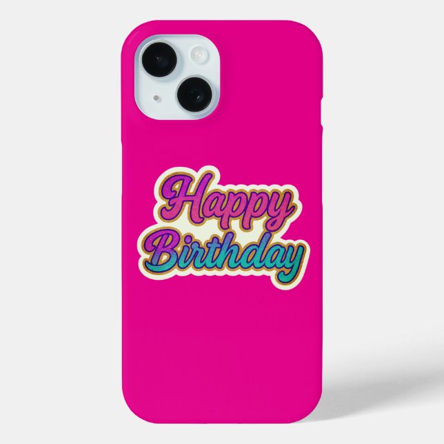 Happy Birthday Typography Design in Pink, Purple a Case-Mate iPhone Case (Back)