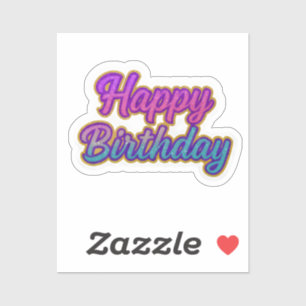 Happy Birthday Typography Design in Pink, Purple a Sticker