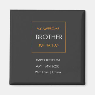 Happy Birthday, Typography White and Orange Magnet