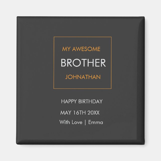 Happy Birthday, Typography White and Orange Magnet (Front)