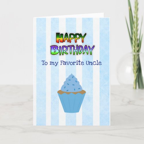 Happy Birthday Uncle Card Blue Cupcake