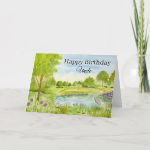 Happy Birthday Uncle Golf Course with Heron Card