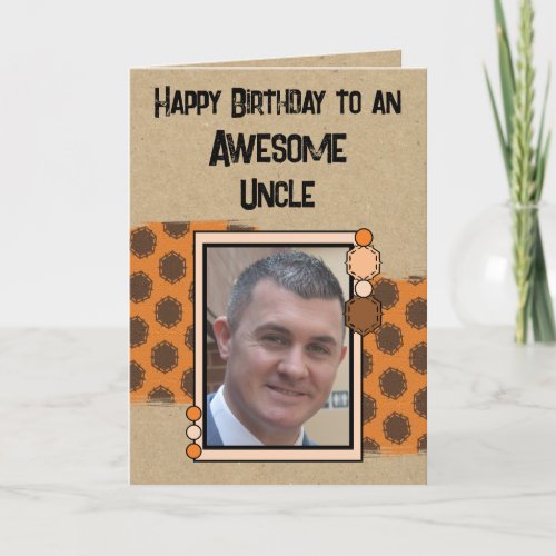 Happy Birthday uncle photo orange Card