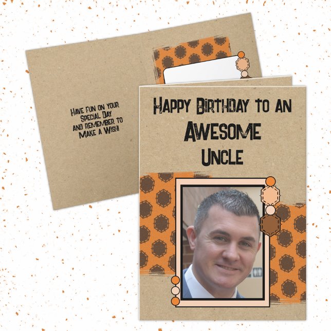 Happy Birthday uncle photo orange Card (Creator Uploaded)