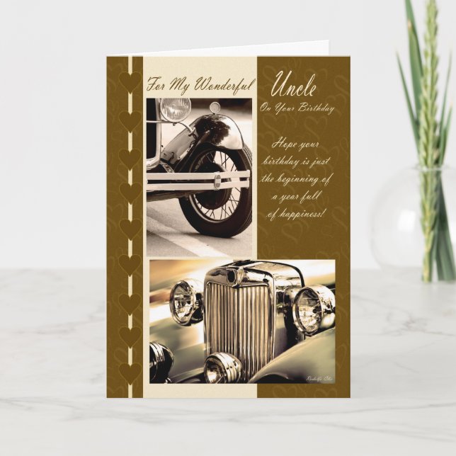 Happy Birthday Uncle, Uncle Birthday Card cars (Front)