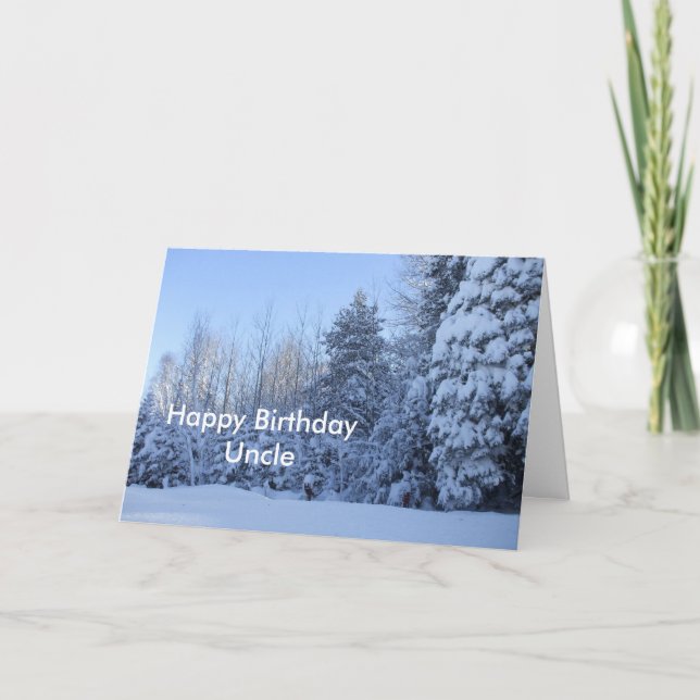 Happy Birthday Uncle-winter morning tree scene Card (Front)
