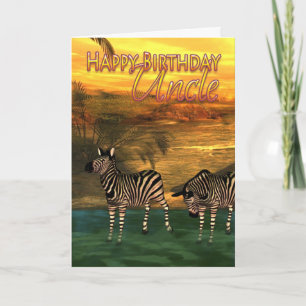 Happy Birthday Uncle Zebras In Water Card