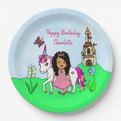 Happy Birthday Unicorn and Princess Paper Plates