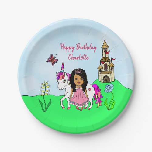 Happy Birthday Unicorn and Princess Paper Plates