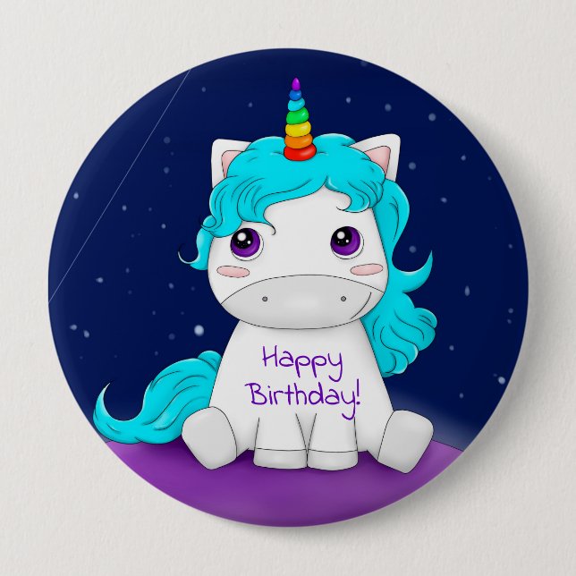 Happy Birthday Unicorn Button (Front)