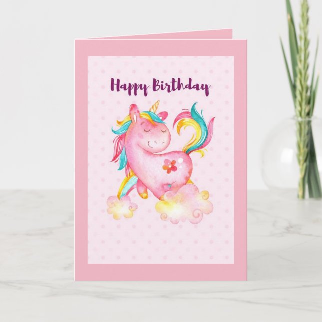 Happy Birthday Unicorn Card (Front)