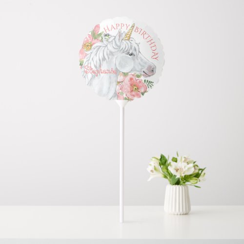 Happy Birthday Unicorn Cute Floral Personalized Balloon