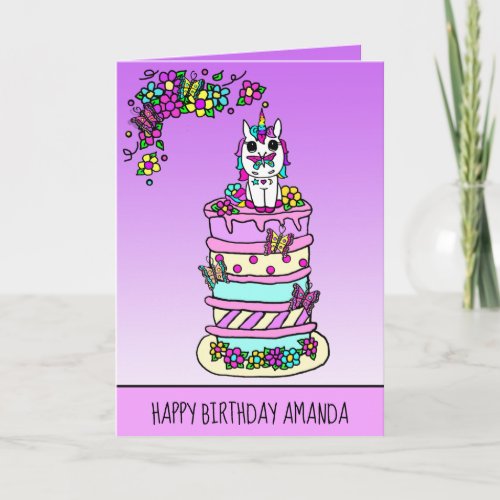 Happy Birthday Unicorn Girls Card