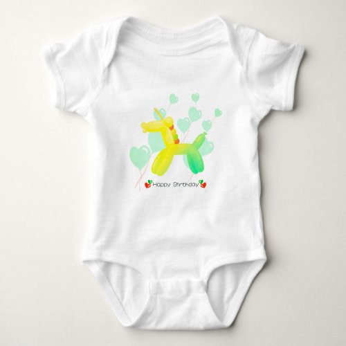 Happy Birthday Unicorn in pastel gradient colors Baby Bodysuit