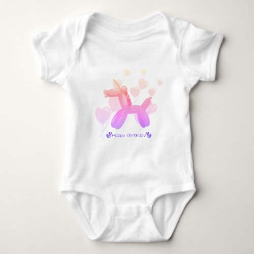 Happy Birthday Unicorn in pastel gradient colors Baby Bodysuit