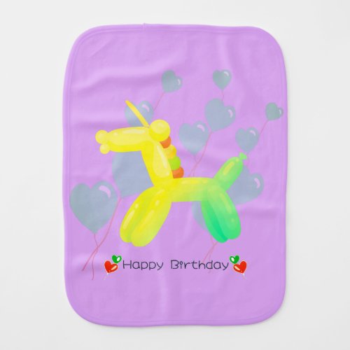 Happy Birthday Unicorn in pastel gradient colors Baby Burp Cloth