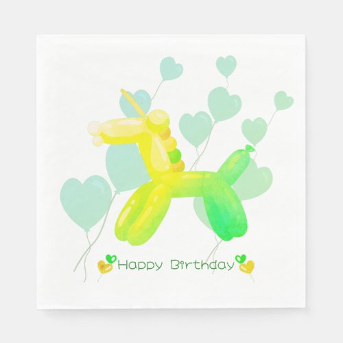 Happy Birthday Unicorn in pastel gradient colors Napkins