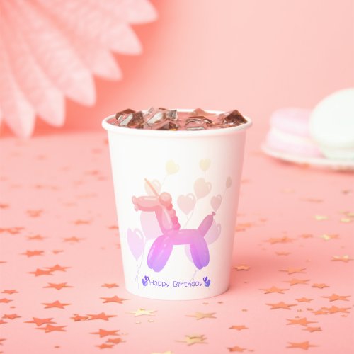 Happy Birthday Unicorn in pastel gradient colors Paper Cups