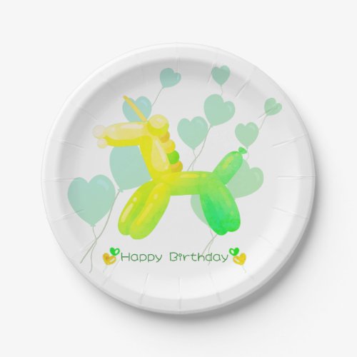 Happy Birthday Unicorn in pastel gradient colors Paper Plates