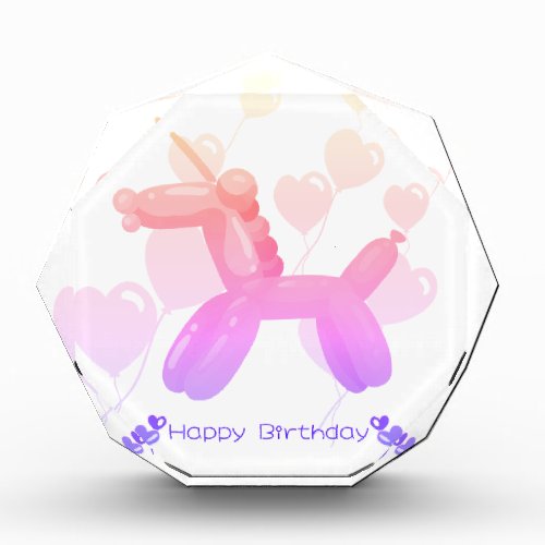 Happy Birthday Unicorn in pastel gradient colors Photo Block