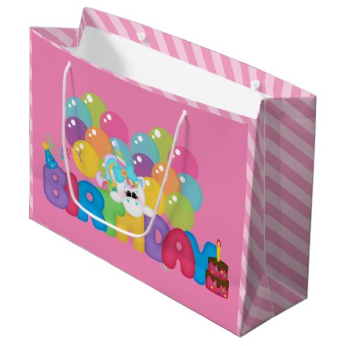 Happy Birthday unicorn large gift bag girls