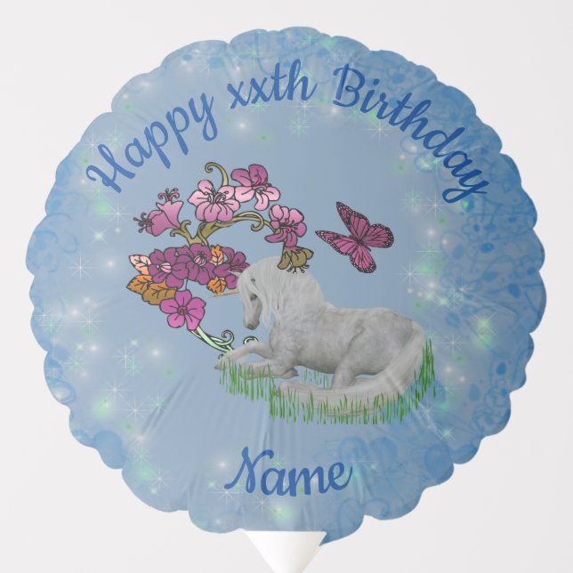 Happy Birthday Unicorn Personalized   Balloon (Front)