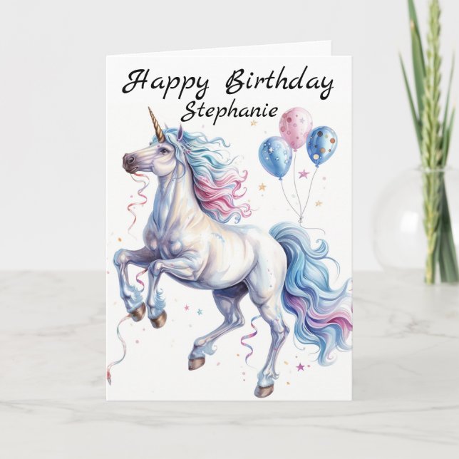Happy Birthday Unicorn Personalized  Card (Front)