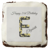 Happy Birthday Unique Gold Black Letter E Monogram Brownie (Front)
