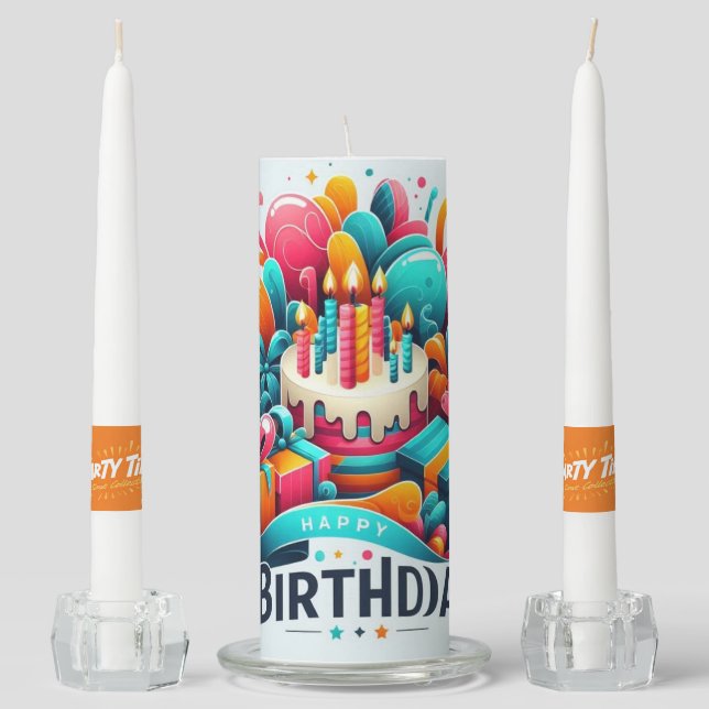 Happy Birthday Unity Candle Set (Front)
