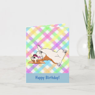 Happy Birthday Upside Down Corgi Cartoon Card