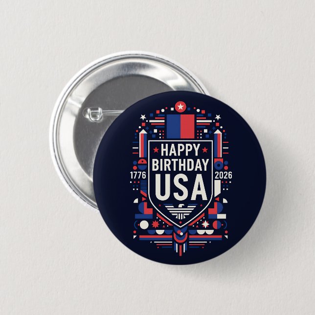 Happy Birthday USA 250 Button (Front & Back)