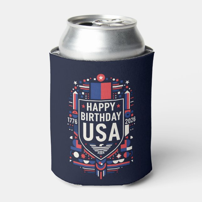 Happy Birthday USA 250 Can Cooler (Can Front)