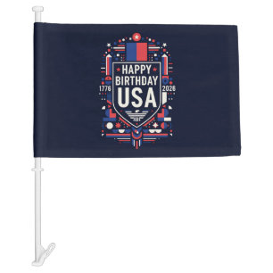 Happy Birthday USA 250 Car Flag