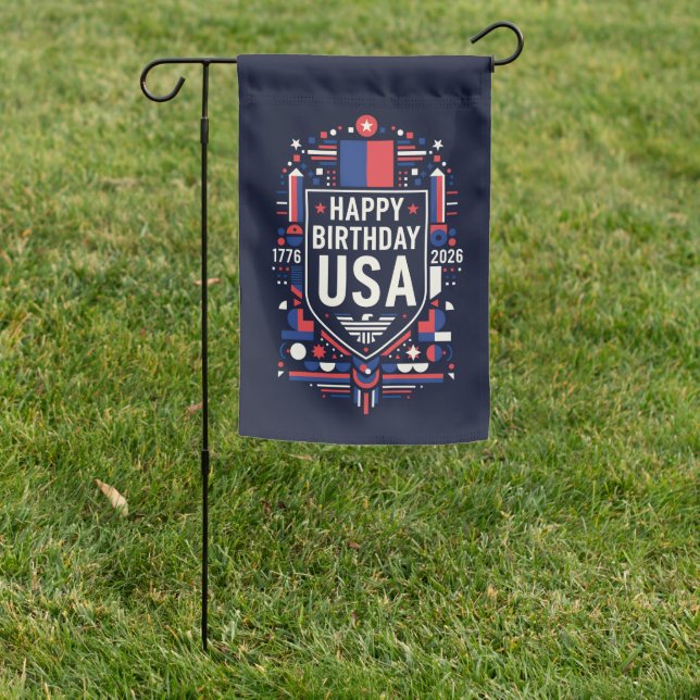 Happy Birthday USA 250 Garden Flag (In SItu)