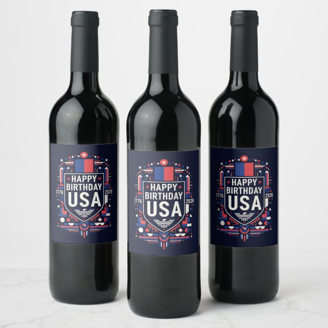 Happy Birthday USA 250 Wine Label (Bottles)