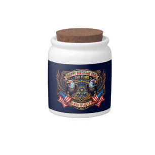Happy Birthday USA 250 Years   Patriotic Eagles Candy Jar