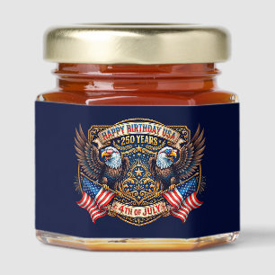 Happy Birthday USA 250 Years Patriotic Eagles Honey Jar Favors