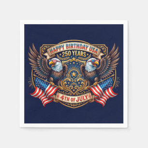 Happy Birthday USA 250 Years   Patriotic Eagles Napkins