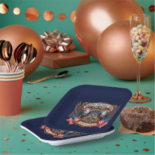 Happy Birthday USA 250 Years   Patriotic Eagles Paper Plates
