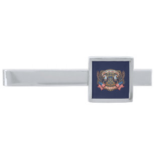 Happy Birthday USA 250 Years   Patriotic Eagles Silver Finish Tie Bar