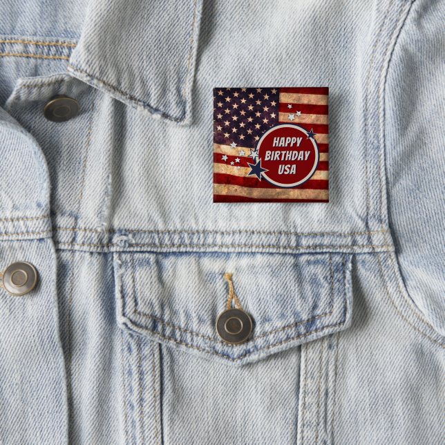 Happy Birthday USA (customizable) Button (In Situ)