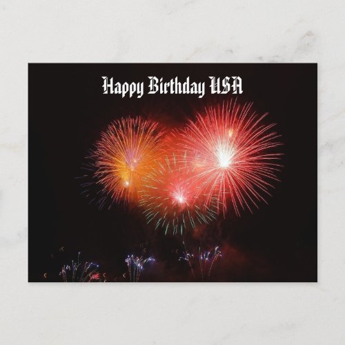 Happy Birthday USA Fireworks Holiday Postcard