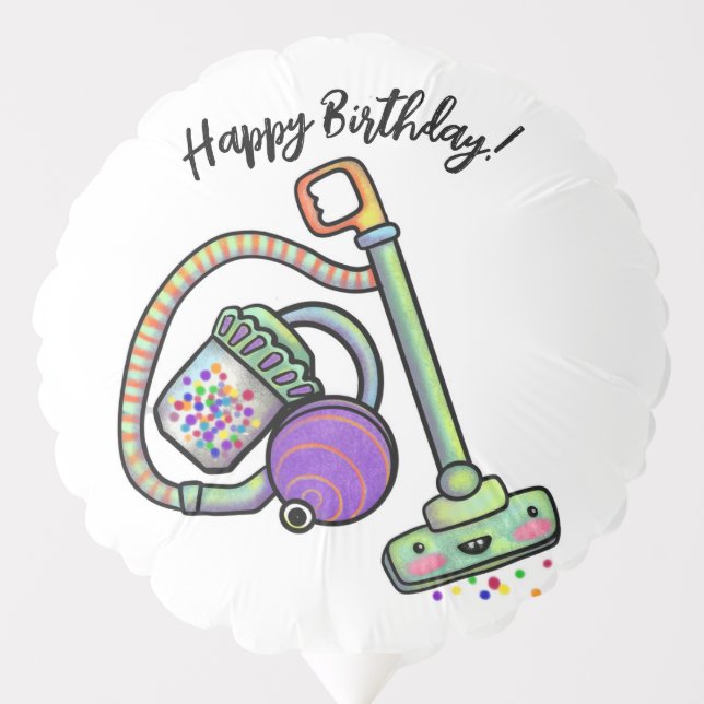 Happy Birthday Vacuum Party Balloon  (Front)