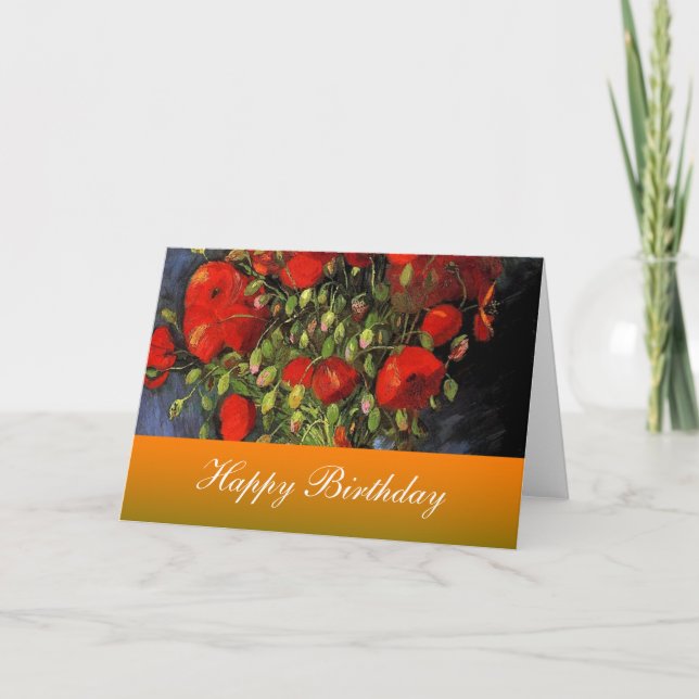 Happy Birthday, Van Gogh, Red Poppies Card (Front)