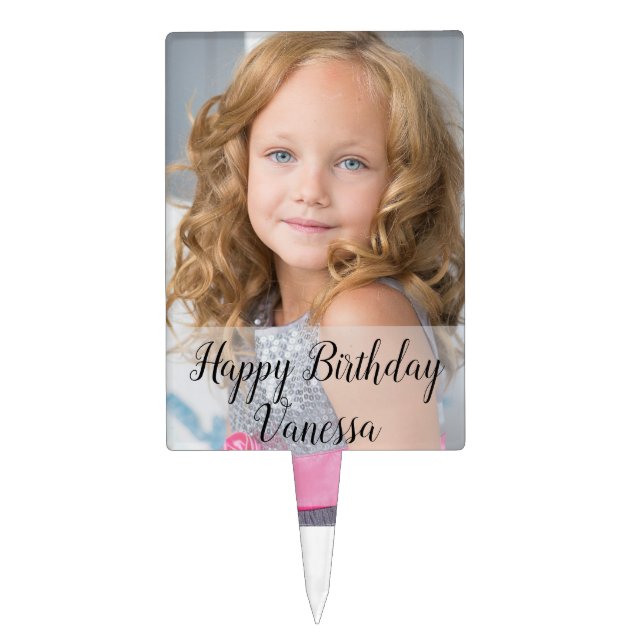 Happy Birthday Vanessa Photo Cake Topper (Front)